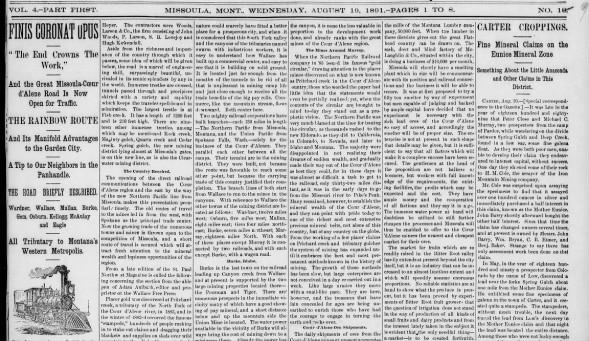 Clipping from Missoula Weekly Gazette